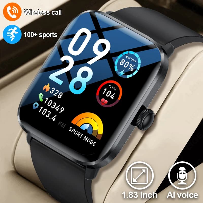 Nuovo Smartwatch per Uomo e Donna con Monitoraggio Salute, Chiamate Bluetooth, Schermo HD da 1,83 Pollici, Monitoraggio Frequenza Cardiaca e Sonno, Quadranti Personalizzabili, Impermeabile