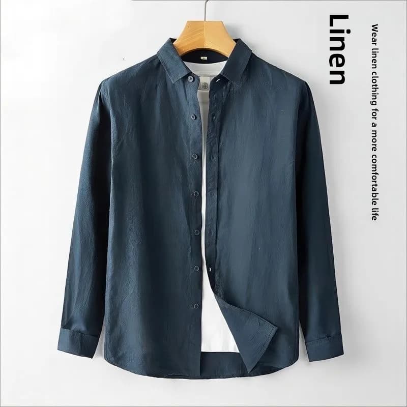 Casual Loose Linen Shirt Men's Summer Thin Long Sleeve Cotton Linen Jacket Top White Fashion Urban Style Spring Autumn Chines...