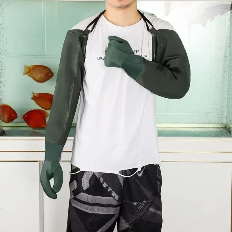 Guanti in gomma acquatica super lunghi, resistenti all'olio, ispessiti, antiperforazione, impermeabili e resistenti all'usura
