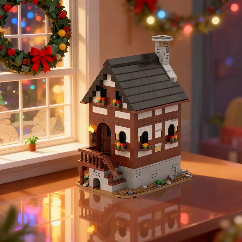 768 Pezzi MOC Casa Medievale Modulare, Modello di Castello, Blocchi da Costruzione Architettonici, Giocattoli, Regalo di Natale, Mattoncini per Bambini