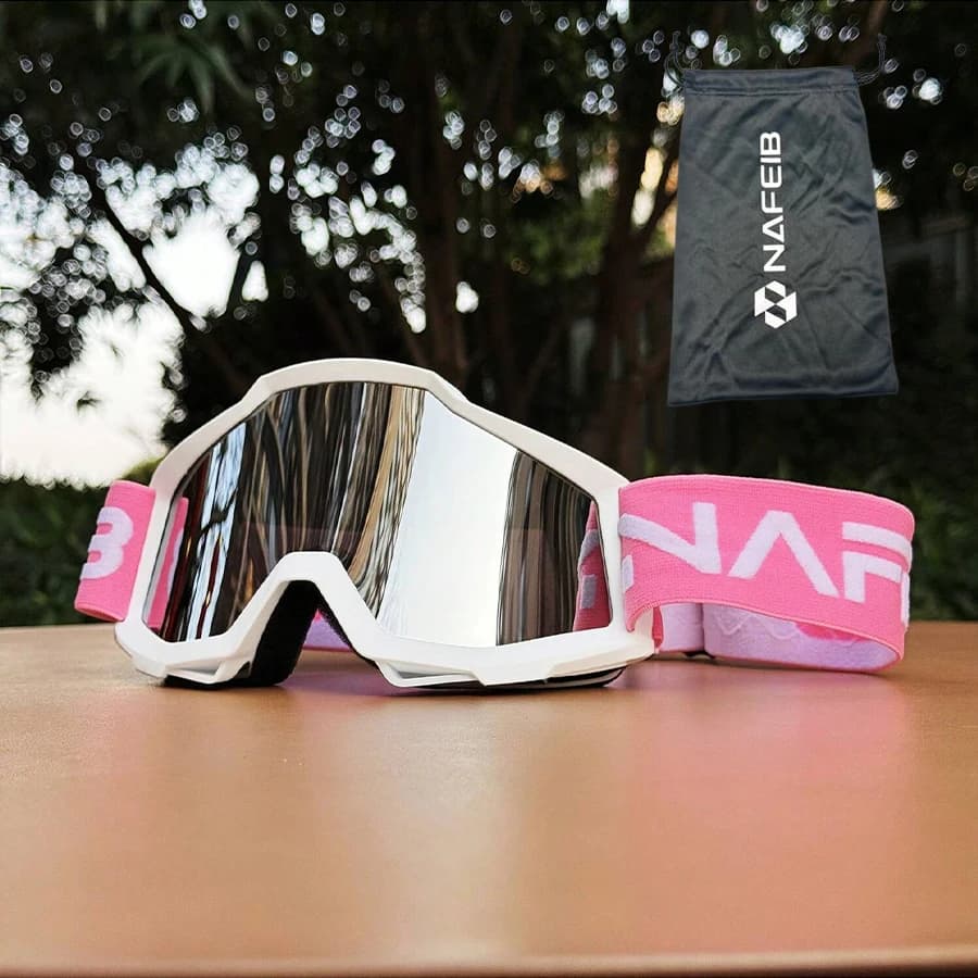 1 set di occhiali da bicicletta per esterni, occhiali antipolvere per moto fuoristrada, occhiali da sci sportivi antivento, con custodia e lenti