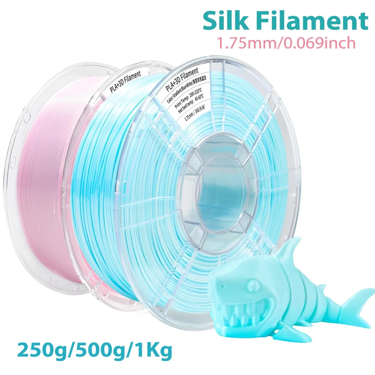 Filament for 3D printing of 1 kg PLA Silk Blue White Gradual change 1.75 mm for 3D pla white pla printing material Gradient 250 g 500 g