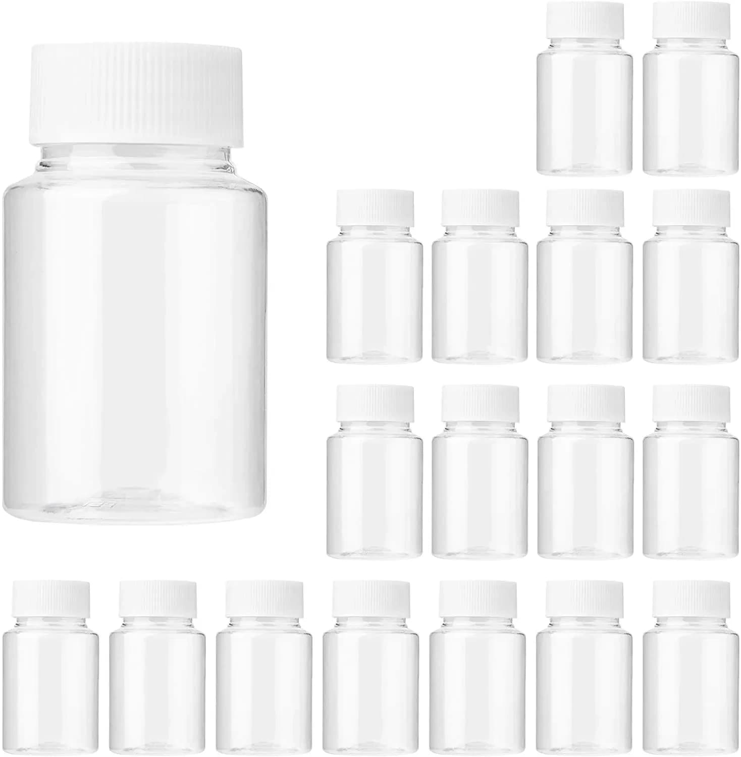 10Pcs 15ml/20ml/30ml/50ml/100ml Refillable Seal Bottles Vials Reagent Store Container Plastic Screw Cap