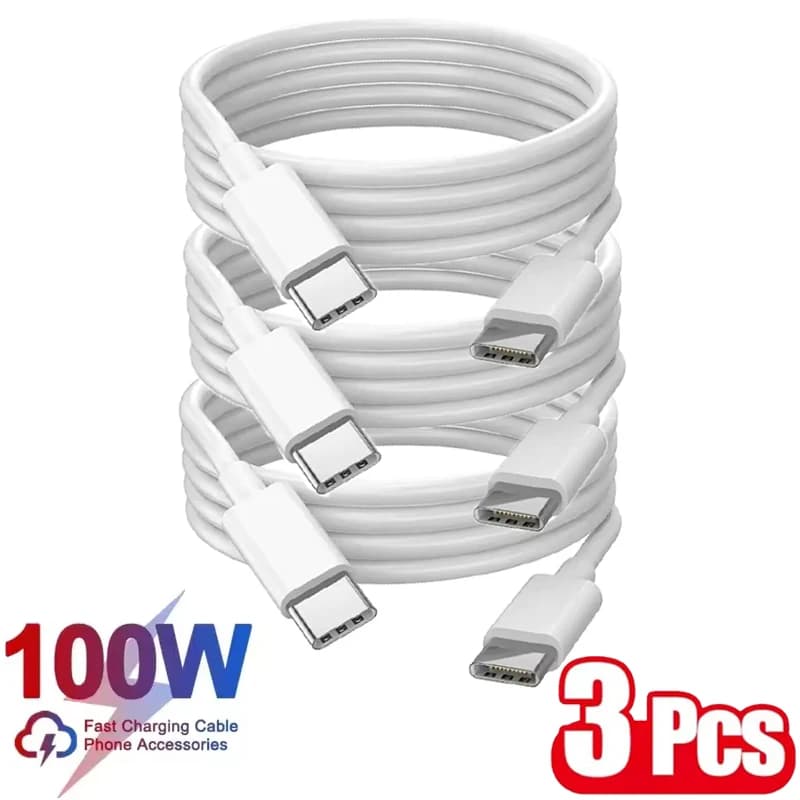 3Pcs PD 100W USB C to USB Type C Cable Fast Charge Data Cable For Huawei Samsung Xiaomi Macbook iPad Data Line Type C To Type C
