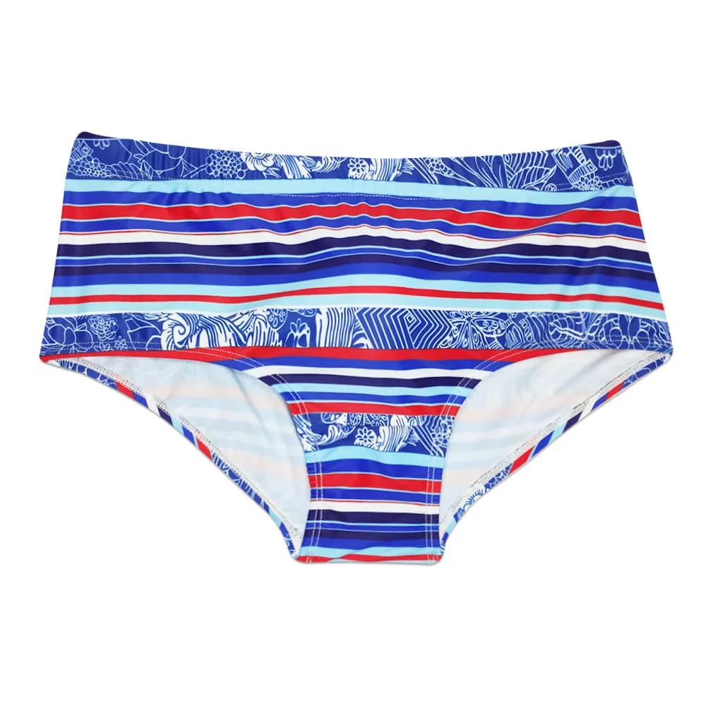 Costume da bagno boxer da uomo a righe rosse e blu, tendenza moda 2026, per spiaggia, UXH617