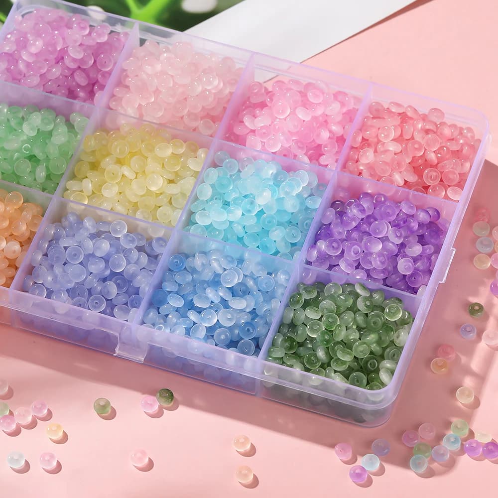 100 pz/lotto Perline di vetro colorate a forma di abaco, perline distanziatrici sfuse per braccialetti fai da te, collane, catene per telefono, forniture per la creazione di gioielli