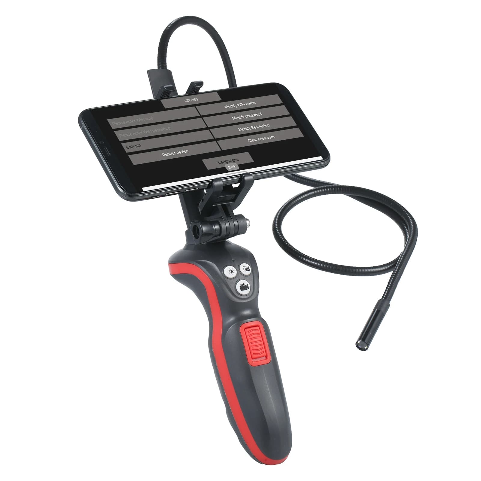 Endoscopio Industriale WiFi per Smartphone, Boroscopio Digitale HD 1080P, Impermeabile IP67, Tubo Semi-Rigido da 85cm, Telecamera per Ispezione Video