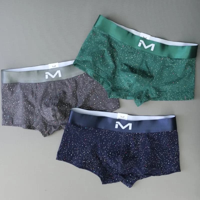 3pcs/lot MENCCINO Men's Underwear Pants Pure Cotton Low Rise Youth Sports Breathable Star Sky Personality Fashion boxers