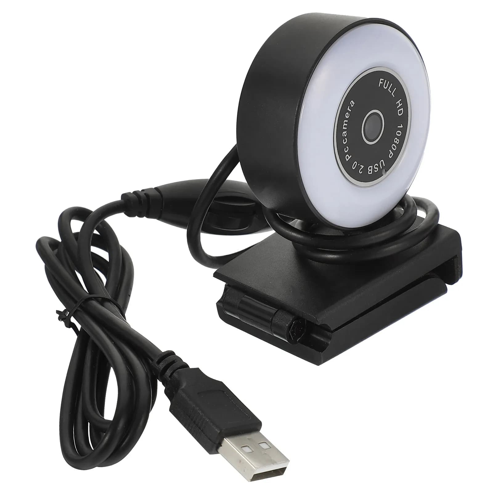 Computer Camera 1080P Fixed Focus Built-in Noise Reduction Mic LED Beauty Supplement Light Live Streaming Webcam