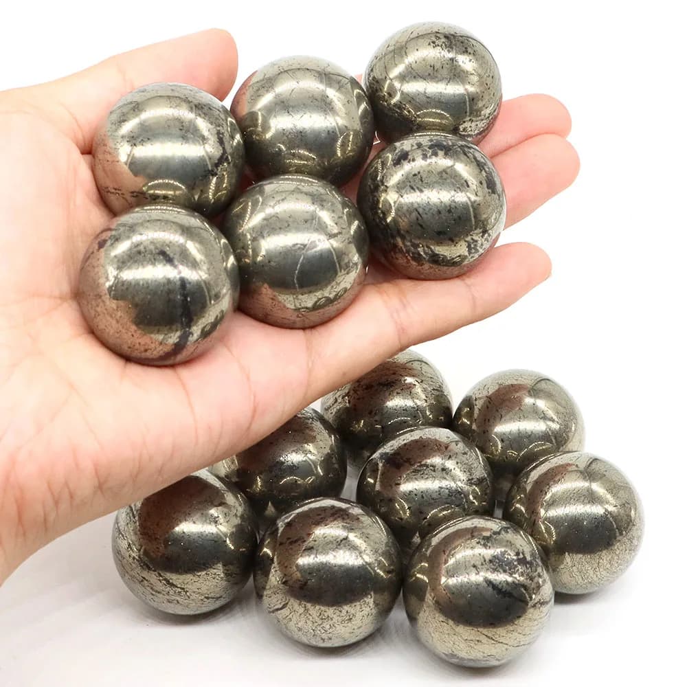 30mm Iron Pyrite Ball Natural Stone Healing Crystal Sphere Quartz Rock Gemstone Massage Globe Mineral Collection Home Decor Gift