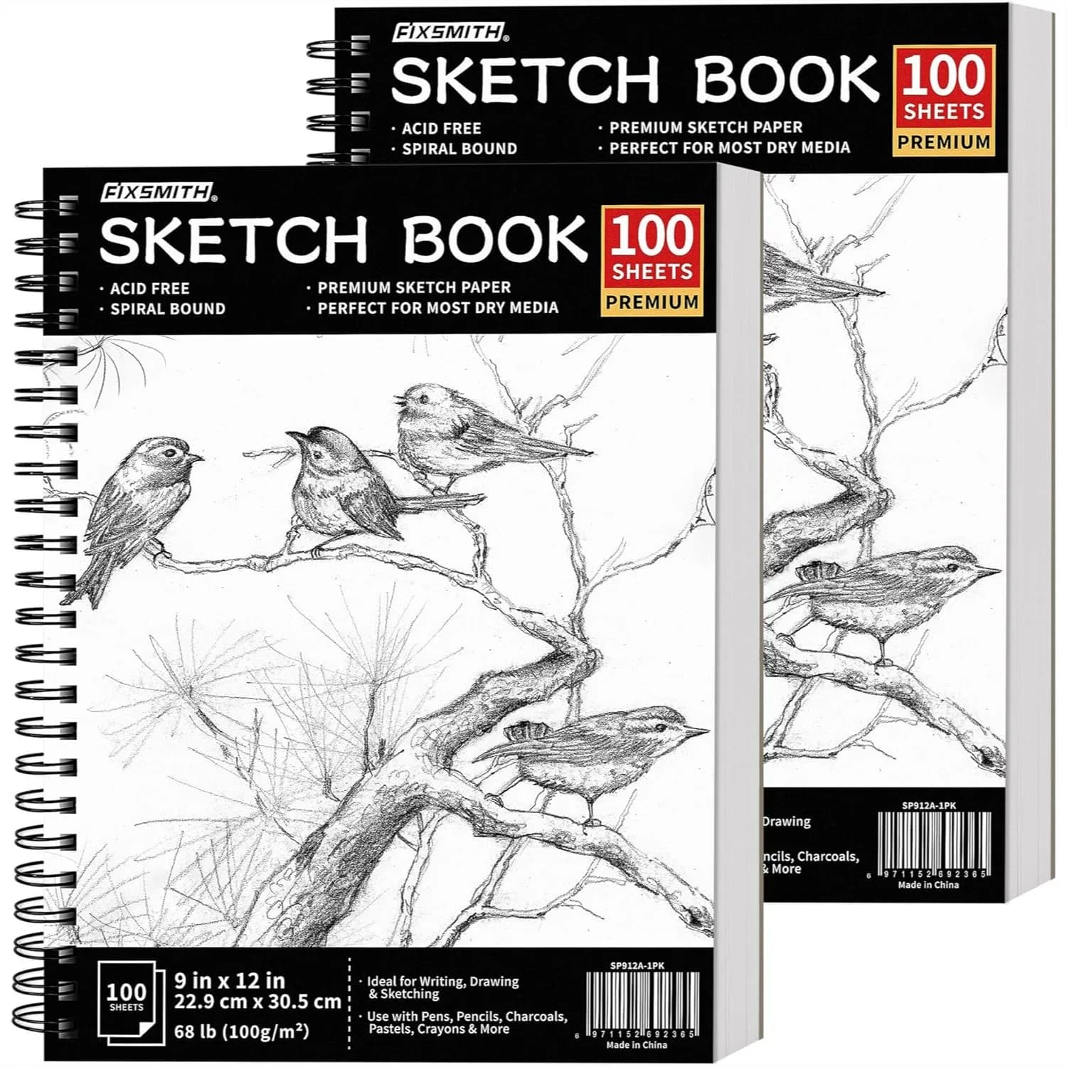 9x12 Inch Sketch Book 200 Sheets Spiral Bound Drawing Pad for Artists Beginners with Acid Free Paper