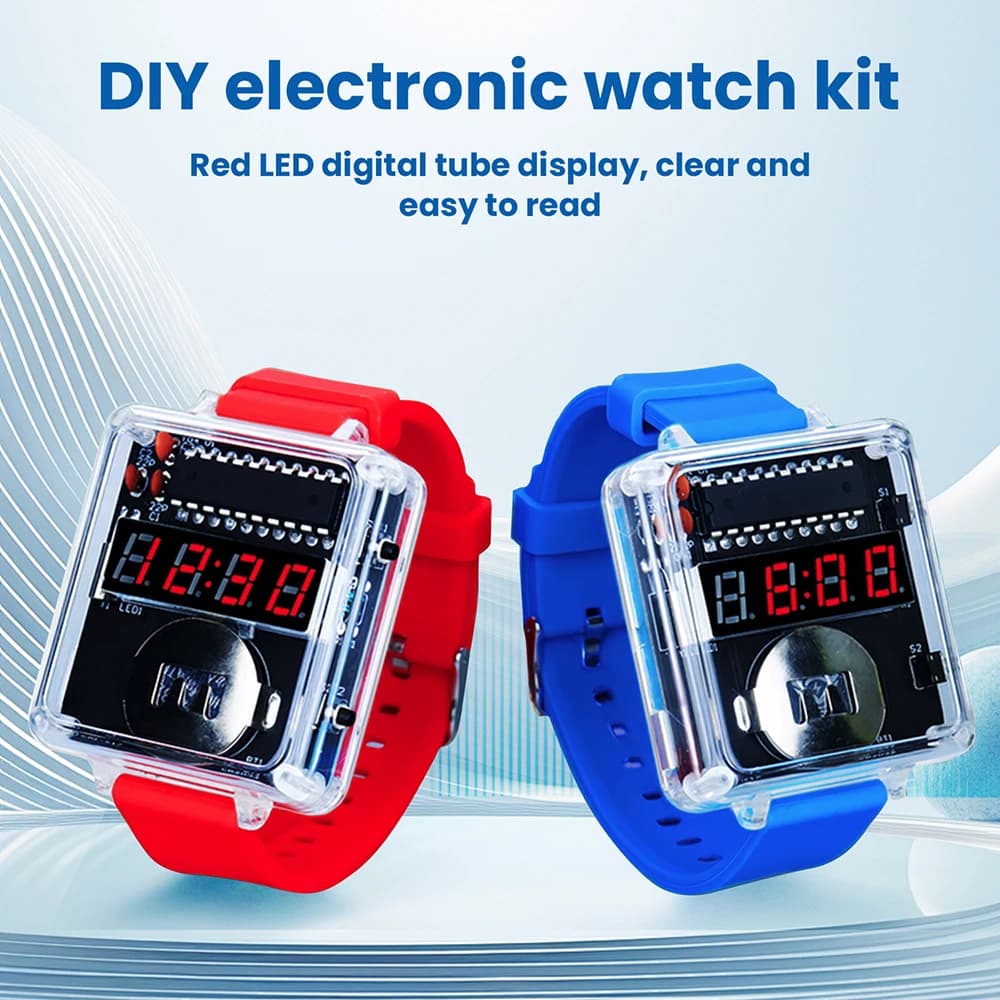 Kit orologio elettronico fai-da-te 0.28 ''LED tubo digitale orologio creativo kit di saldatura kit orologio microcontrollore con cinturino in silicone e custodia