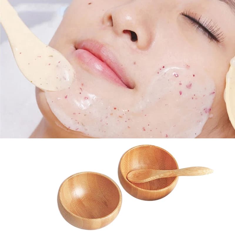Z. Mini Bamboo DIY Face Mask Mixing Bowl With Spoon Aromatherapy Bowl Set Massage Oil Face Care Makeup Tool Kits Accessories