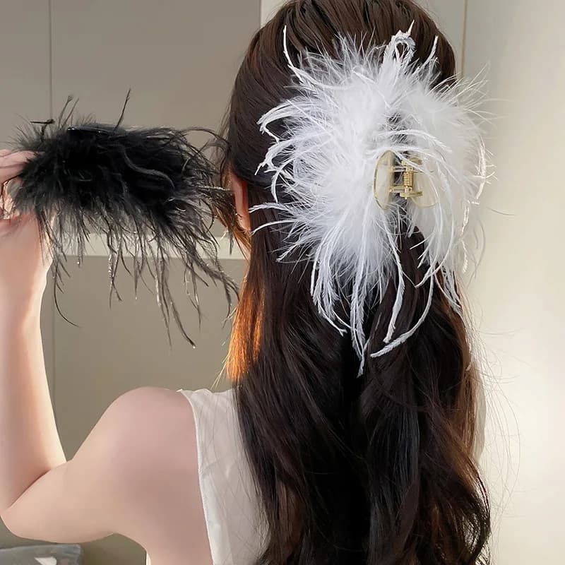 Moda strass nappa farfalla piuma fermaglio per capelli bianco nero squalo capelli artiglio copricapo donna accessori per capelli 2023 estate