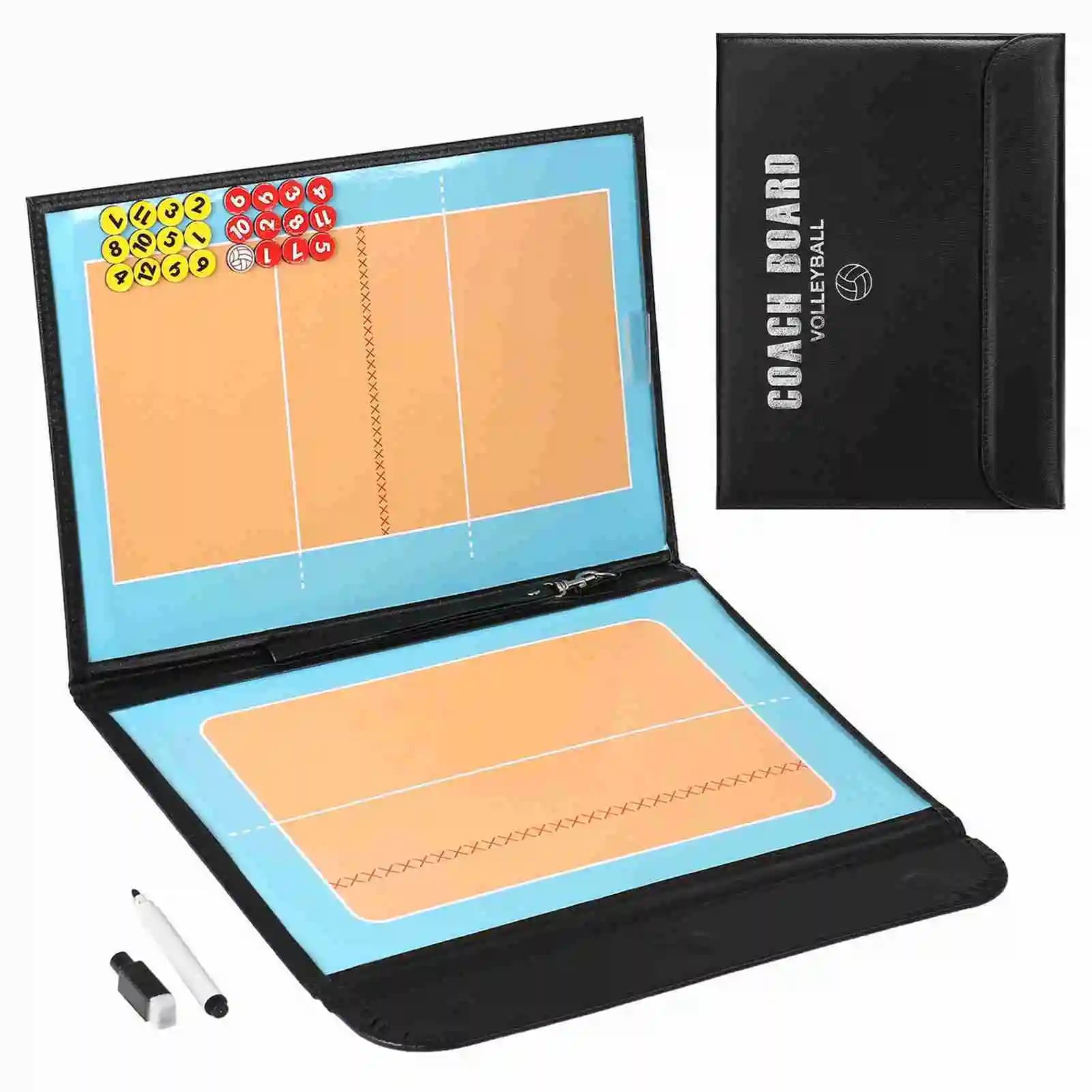 Lavagna tattica pieghevole 2 in 1 per allenamento di pallavolo con pennarello, blocco magnetico per appunti, attrezzatura per l'allenamento e l'insegnamento del gioco