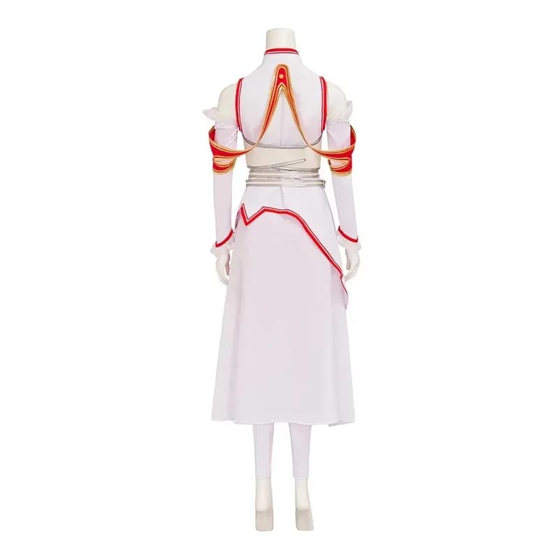 A;3\v,7'd/Anime Sword Art Online Yuuki Asuna Cosplay Costume Wig Necklace Female Uniform Dress Sao Branco Vermelho Batx;4'v\7,h/