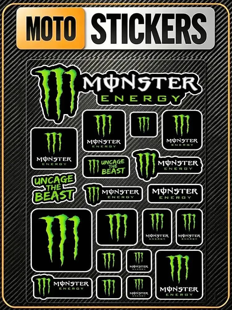 Poster M-on-st-er En-er-gy Safety Reflective Waterproof Auto Decal Scratch Cover Stickers Universal For Bike Helmet Mug