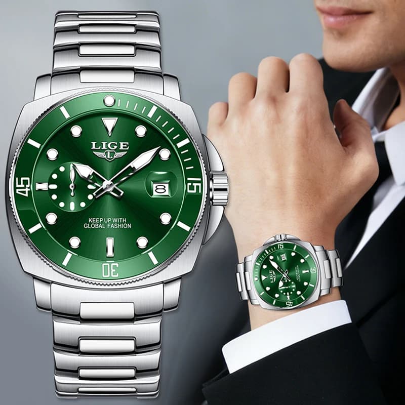 Orologio da Uomo LIGE, Orologio Elegante da Uomo, Impermeabile 3ATM, Luminoso, Cronografo Sportivo al Quarzo, Orologio Maschile + SCATOLA