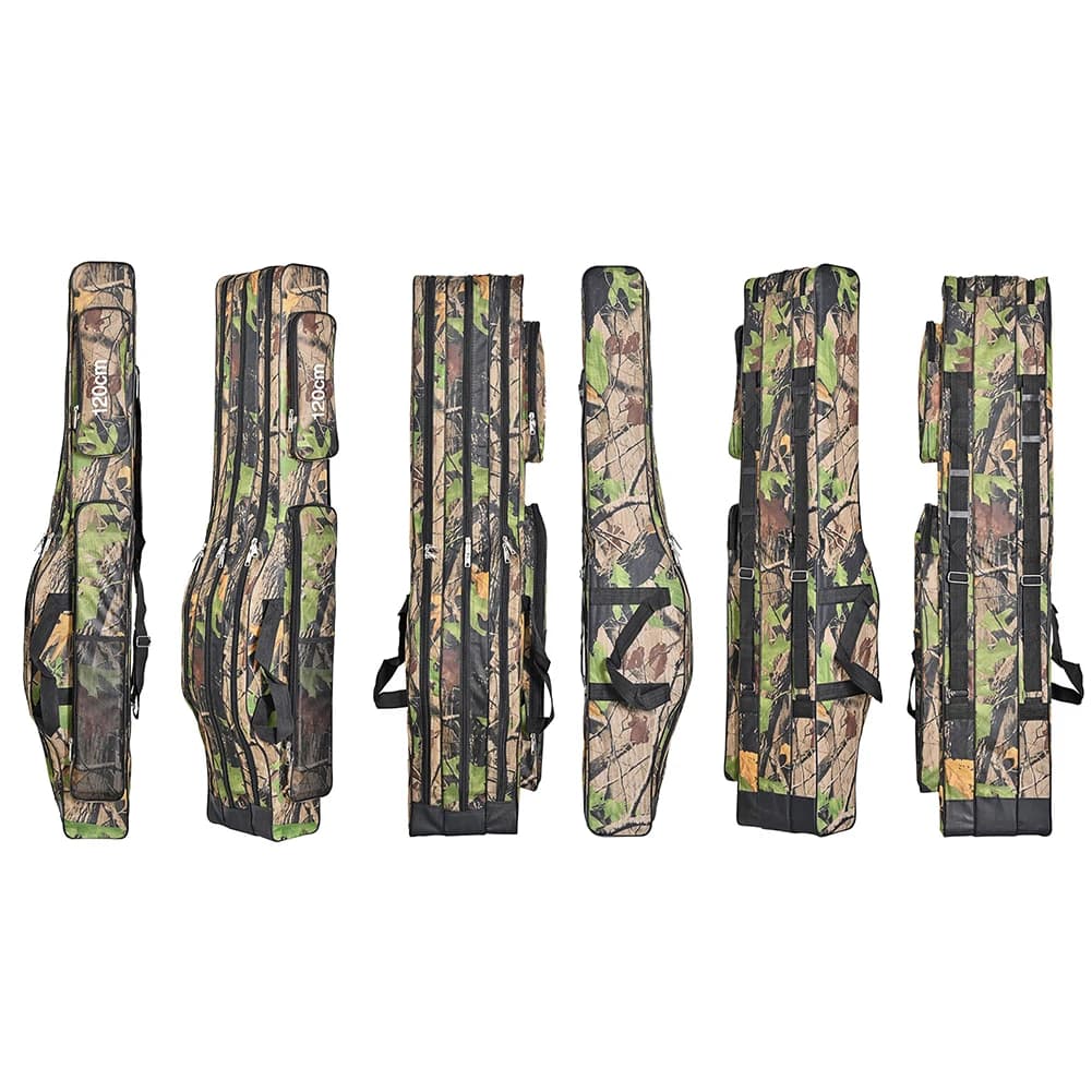 3 Layer Collapsible Fishing Rod Bag Waterproof Camo Fishing Tackle Backpack Large Capacity Multifunctional for Outdoor Fishing