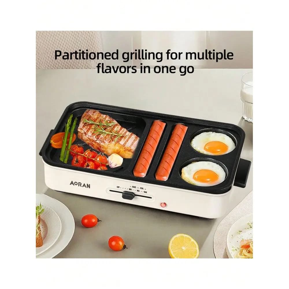 Macchina per la colazione, padella elettrica, grill elettrico, 1300W, con padella per pane, padella per uova e padella per salsicce, cottura multizona, Compac