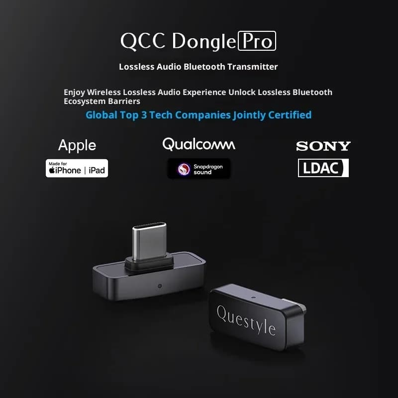 Questyle QCC Dongle Pro LDAC Trasmettitore Bluetooth 5.4 senza perdita di dati, supporta Snapdragon Sound con AptX (in omaggio)