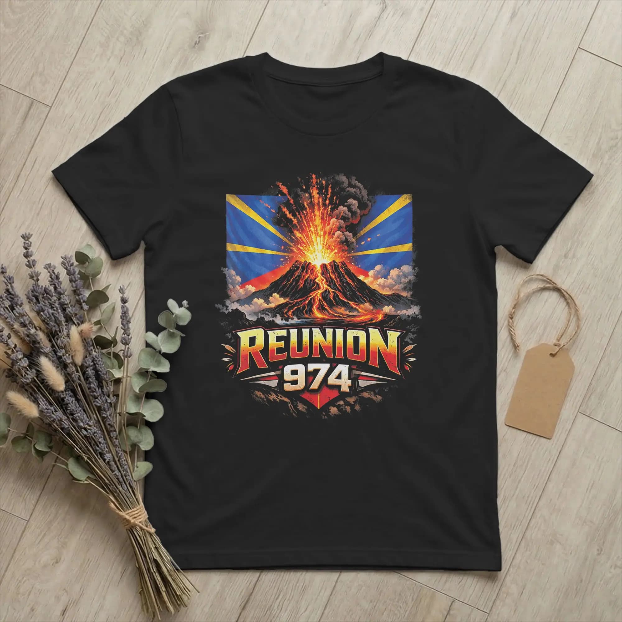 Novelty Piton de la Fournaise Reunion 974 T-Shirt Men O Neck Cotton T Shirt Volcano Mountain Short Sleeve Tee Graphic merch
