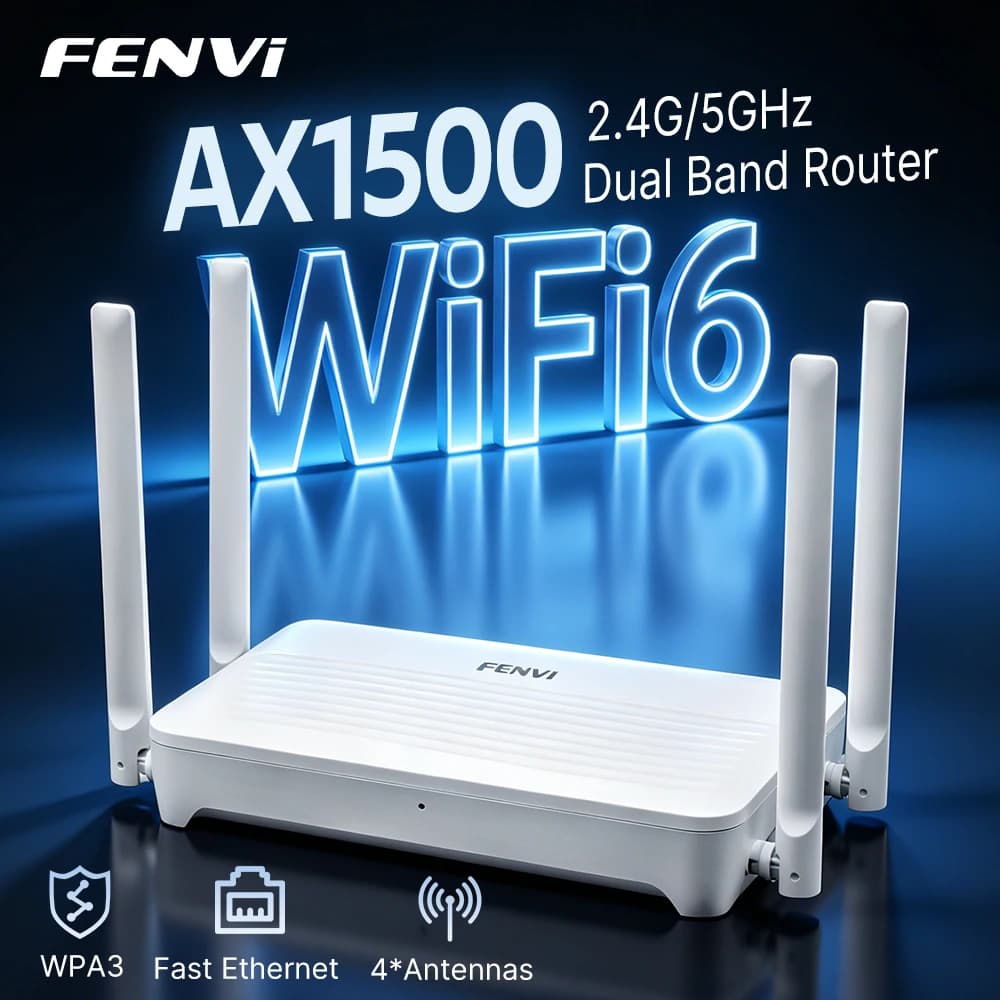 Router WiFi 6 FENVI AX1500 5GHz Gigabit, Ripetitore Wireless 1500Mbps Dual Band 2.4GHz/5GHz, Amplificatore di Segnale Wi-Fi
