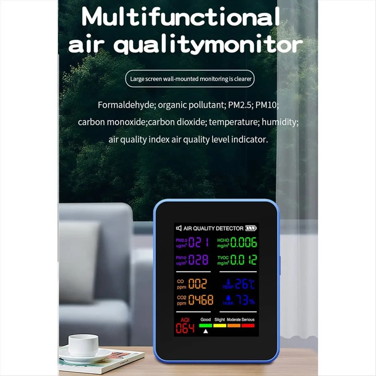 DT56 Multifunctional Air Quality Meter Indoor HCHO TVOC Carbon Monoxide CO2 PM2.5 PM10 Temperature and Humidity Detector A