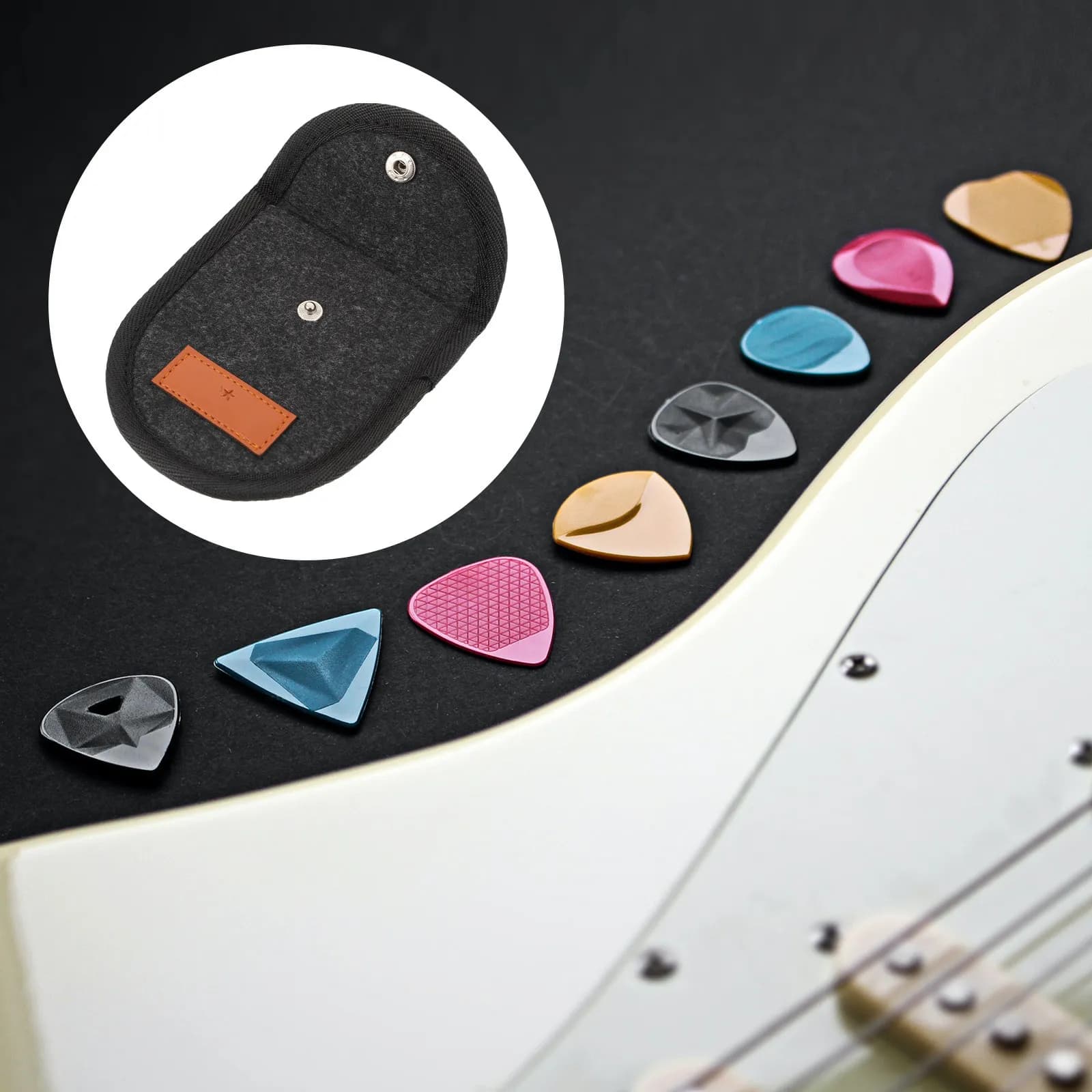 1Pcs Guitar Pick Holder Case Lightweight Felt Zipper Storage Portable Organizer for Acoustic Electric Multi-Functional Travel