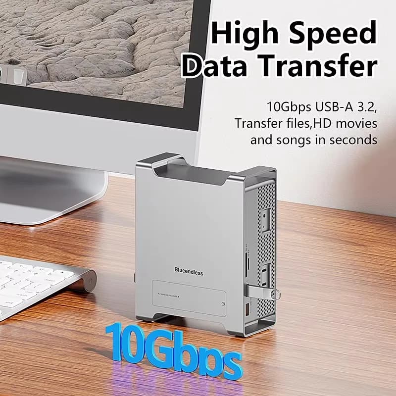 Mini Hub Docking Station M4 USB Type-C 908/909 10Gbps USB 3.2 2.0 SD TF M.2 NVME in Alluminio