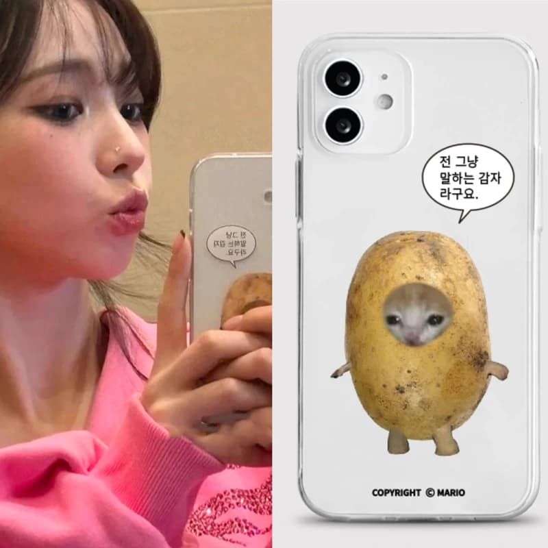 Cover Trasparente Y2K con Cartone Animato Gatto e Patata Parlante per iPhone 17 16 15 14 13 12 11 Pro XS Max 7 8 Plus MINI