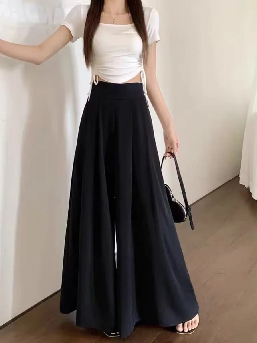 Extra Large Size Casual Pants Women's Loose Straight Drapey High Waist Summer Long Trousers for plus Size Pear Sandal R...