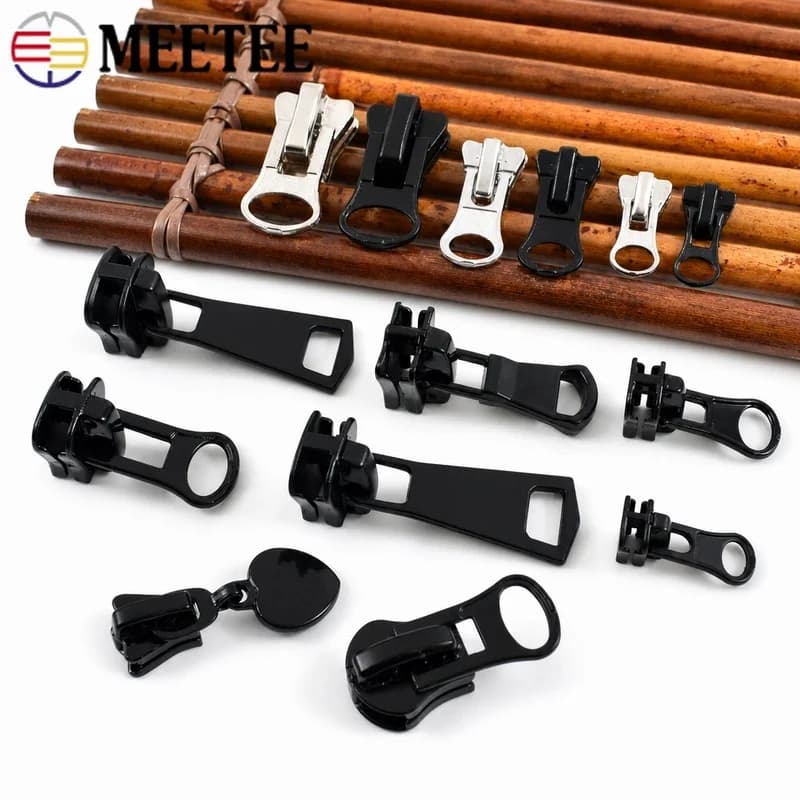 30/50Pcs 3# 5# 8# 10# 15# Resin Zipper Sliders Black Zips Pull Heads Bag Coats Pockets Zippers Repair Kit DIY Sewing Accessories
