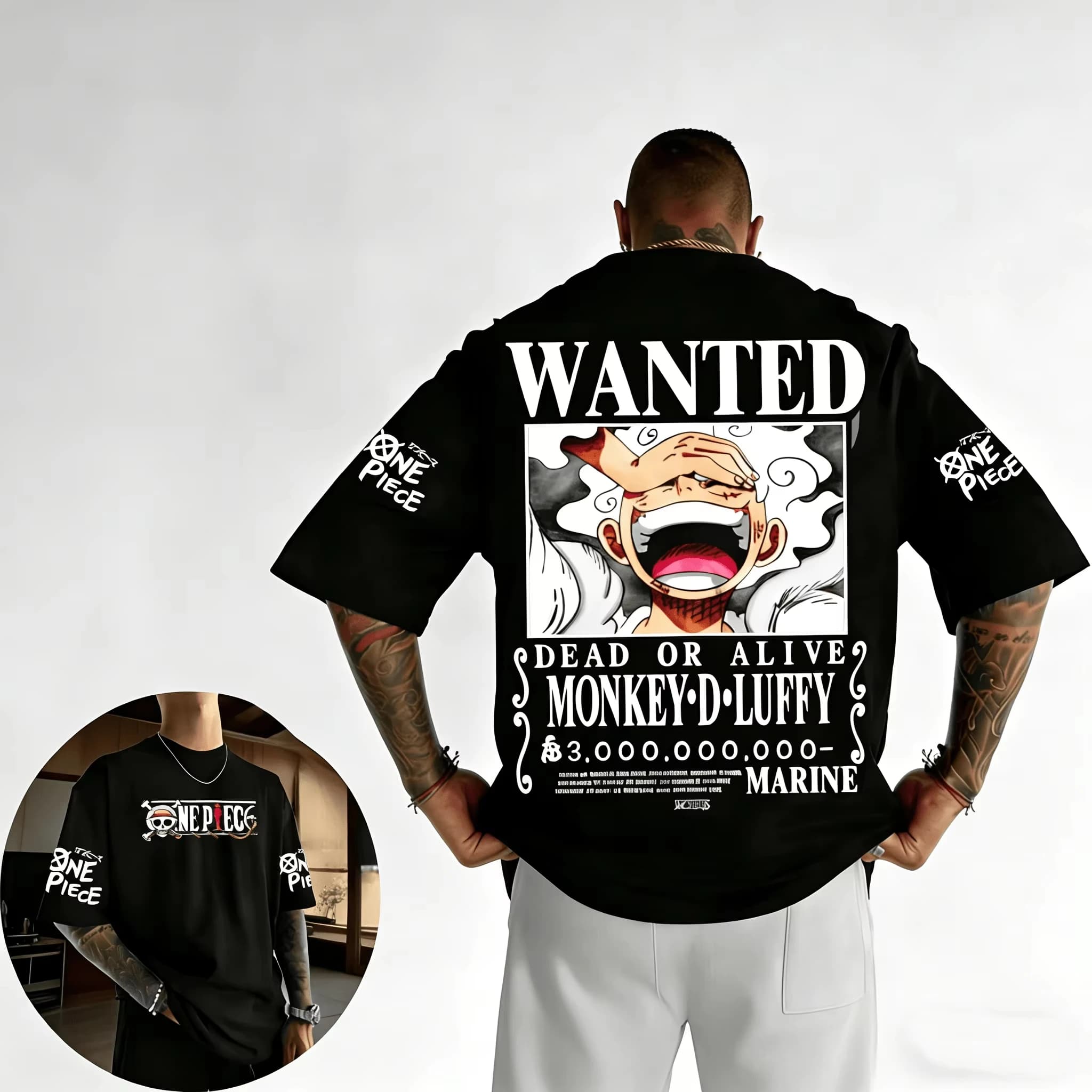 One Piece T-shirt Gear 5 Teshirt Wanted Luffy Cosplay Japanese T-shirt Joy Boy Anime Manga Oversized T-shirt Heavyweight T-shirt