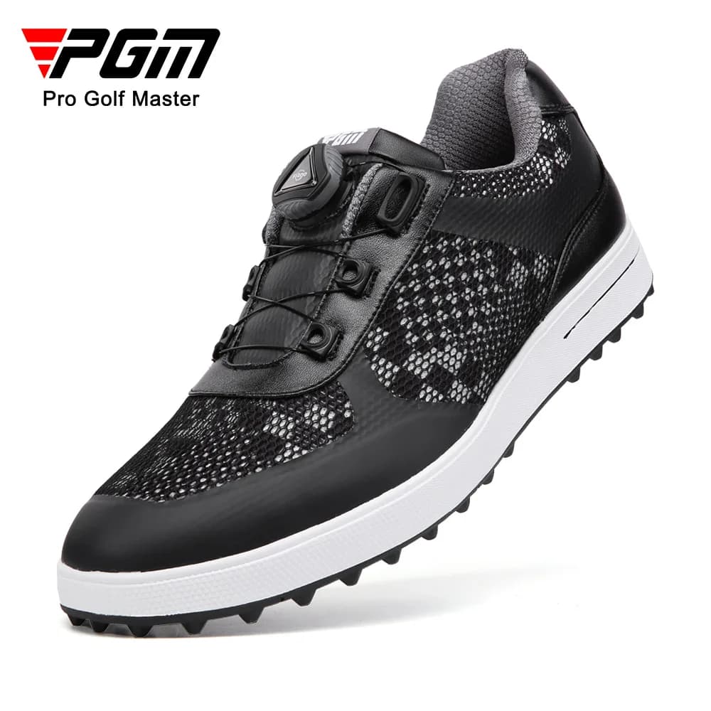 Scarpe da golf da uomo PGM con lacci a pomello, antiscivolo, impermeabili, scarpe sportive nere, sneakers XZ224