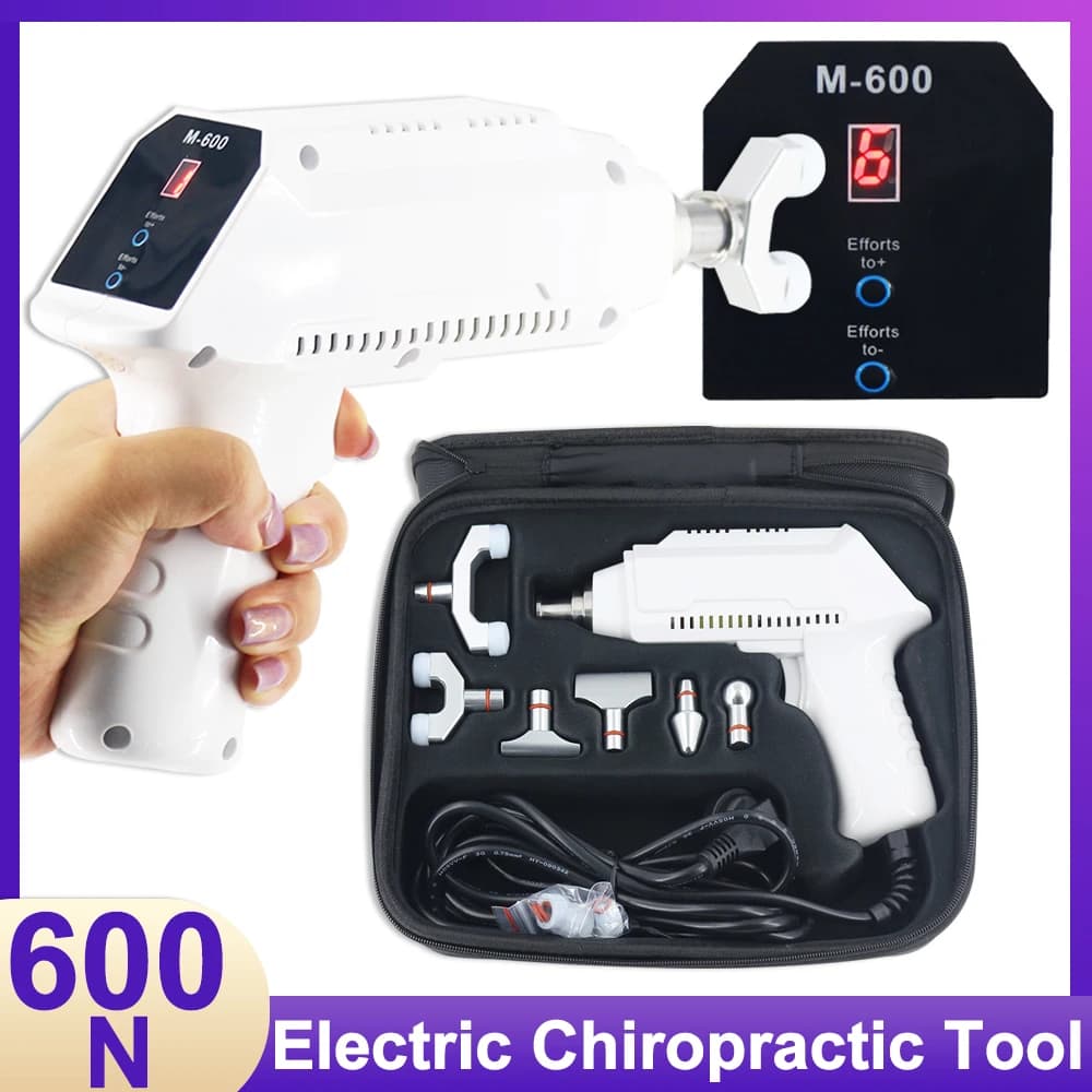 600N Electrical Chiropractic Adjusting Tools Impulse Therapy Alleviate Chronic Pain Spinal Correction Massage Gun 6 Heads