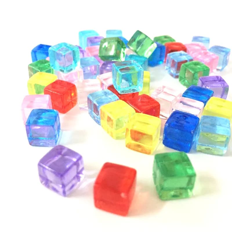 50 pz/set 13 colori 8mm angolo quadrato trasparente dadi di cristallo colorati pezzo degli scacchi setaccio ad angolo retto per il gioco di Puzzle