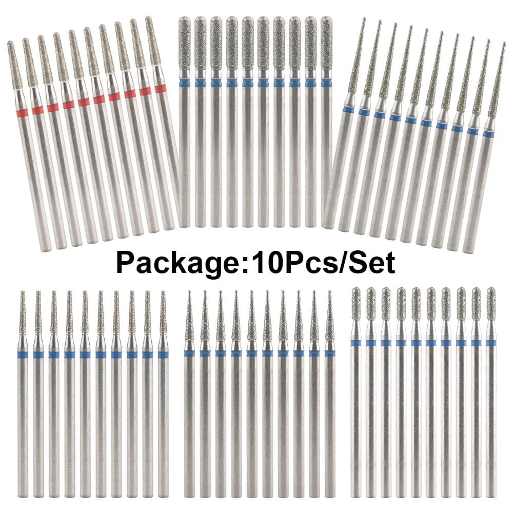 10 pezzi punte da trapano per unghie frese diamantate punte abrasive accessori per smalto gel unghie strumento artistico gambo intaglio lucidatura