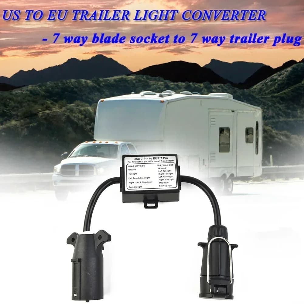 Convertitore luce rimorchio per camper da viaggio adattatore connettore circuito luce freno segnale freno separazione US da 7 pin a UE 7 pin
