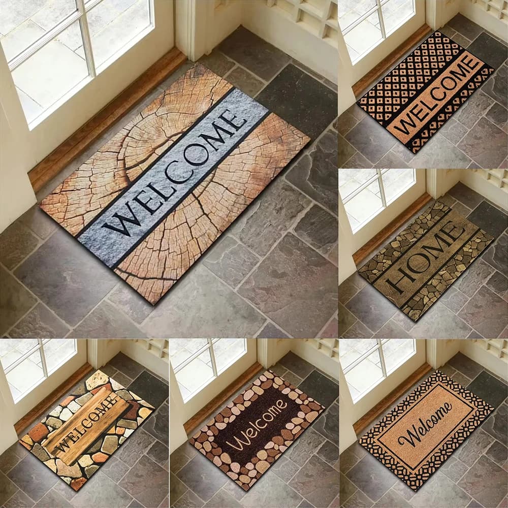 Tappetino per porta di design di benvenuto Tappeto da ingresso durevole antiscivolo in stile naturale Decorazioni per la casa per interni per famiglie Accenti di benvenuto amorevoli
