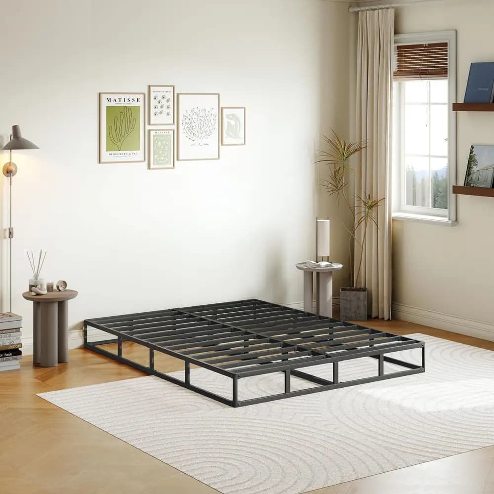 Base per Materasso in Ferro, Box Spring, Design Antirumore e Antiscivolo, Rivestimento in Tessuto Rimovibile, Montaggio Senza Attrezzi, California King