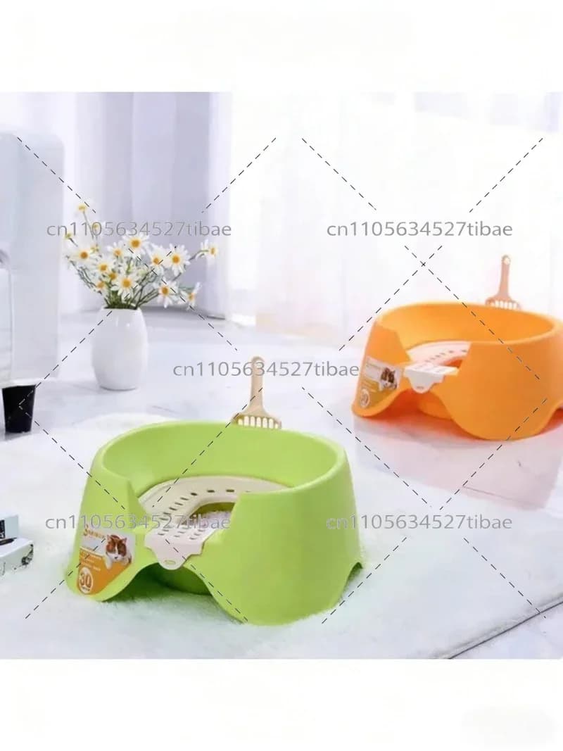 Semi-Closed Squatting Cat Litter Box Anti-Splash High-Value Toilet Pet Product for Cats