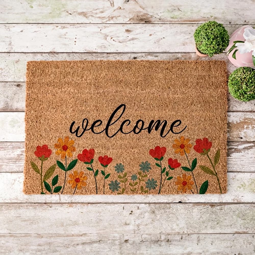 Spring Theme Mat Custom Carpet Lovely Fresh Flower Print Apartment Front Door Warm Seasonal Housewarming Gift