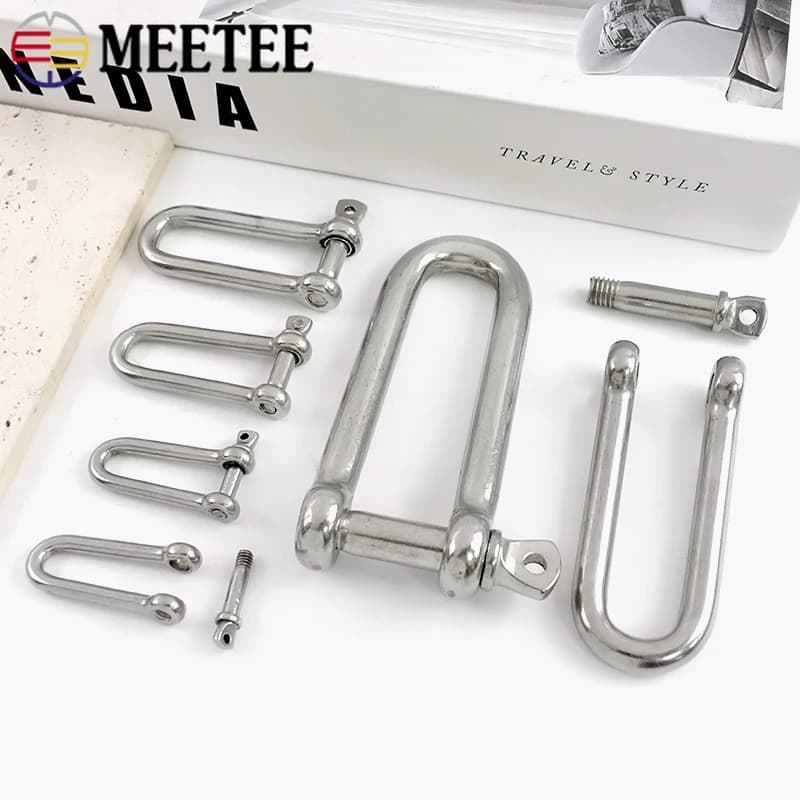 2-5 Pezzi Fibbia ad Anello a D Allungata in Acciaio Inossidabile 304, Fibbie Staccabili per Zaino Outdoor, Chiusura Regolabile per Borsa in Paracord, Accessori Fai da Te