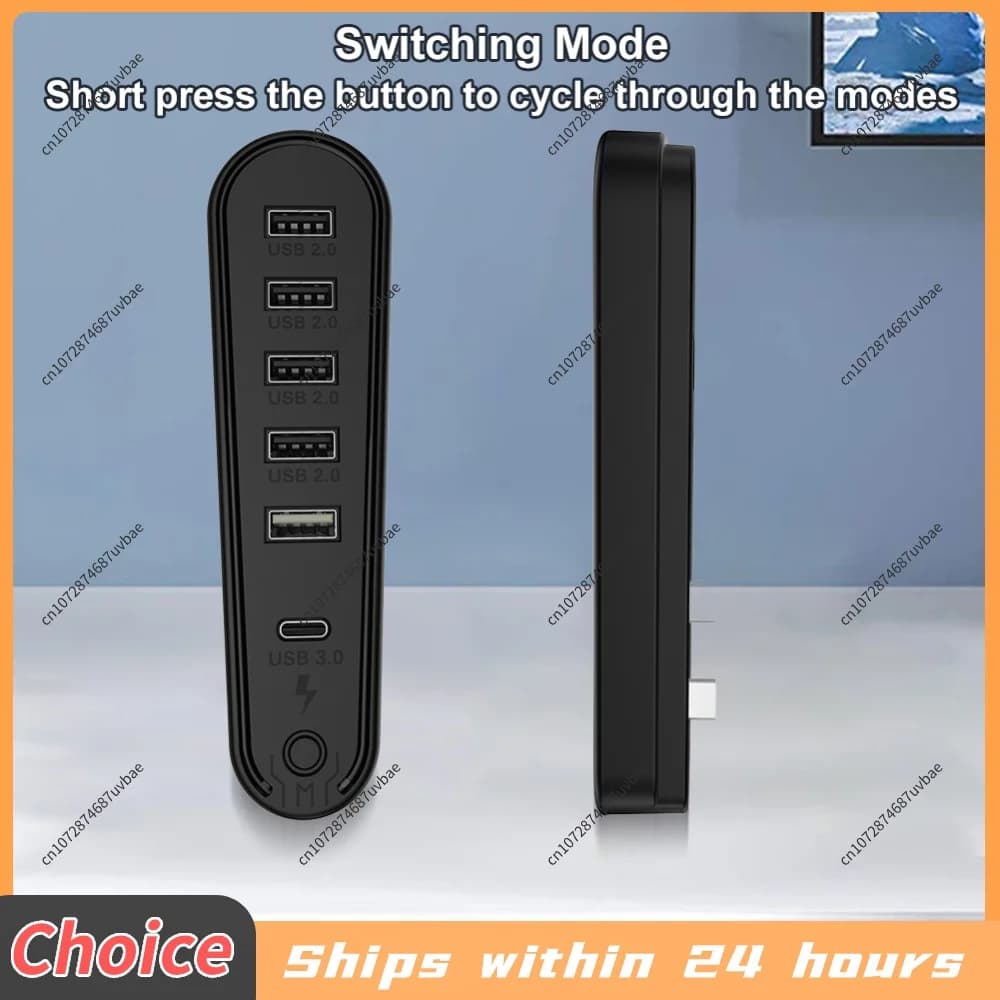 6 Ports USB Hub for PS5 Pro/Slim RGB Light USB Extender Data Transfer Extender for 5 Pro/Slim Gaming Accessories