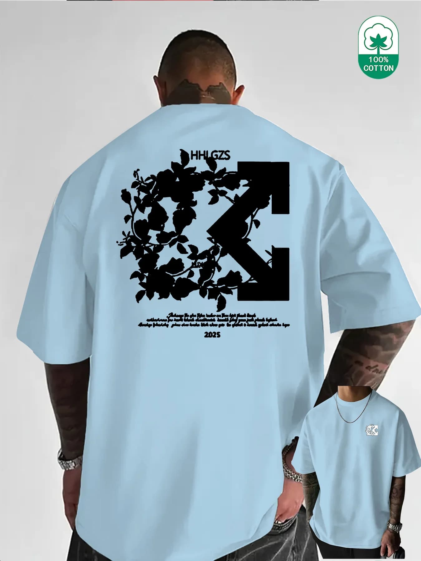 Floral Arrow Silhouette Print on Premium Soft 100% Cotton Mens T shirt Perfect for Summer Casual Streetwear Style