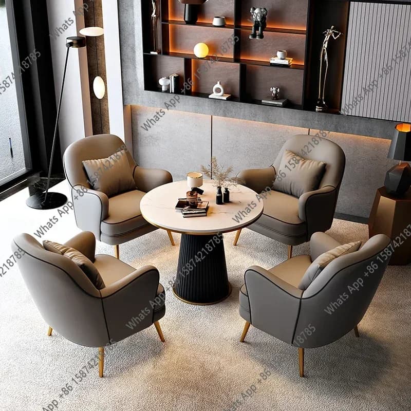 Poltrona di Lusso Designer in Pelle Robusta con Schienale Singolo, Sedia Lounge Nordica per Lettura, Hotel, Estetica e Design
