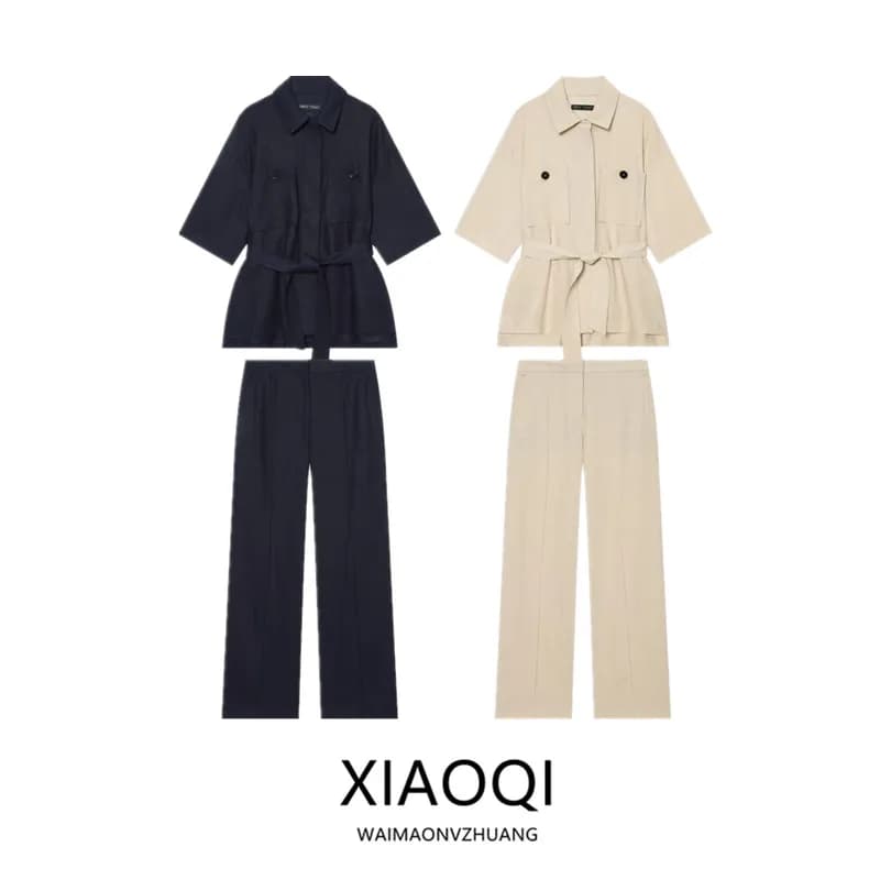 Fashionable High Waist Belted Outerwear Women's Clothing Versatile New Summer 2026 Long Pants 3046191