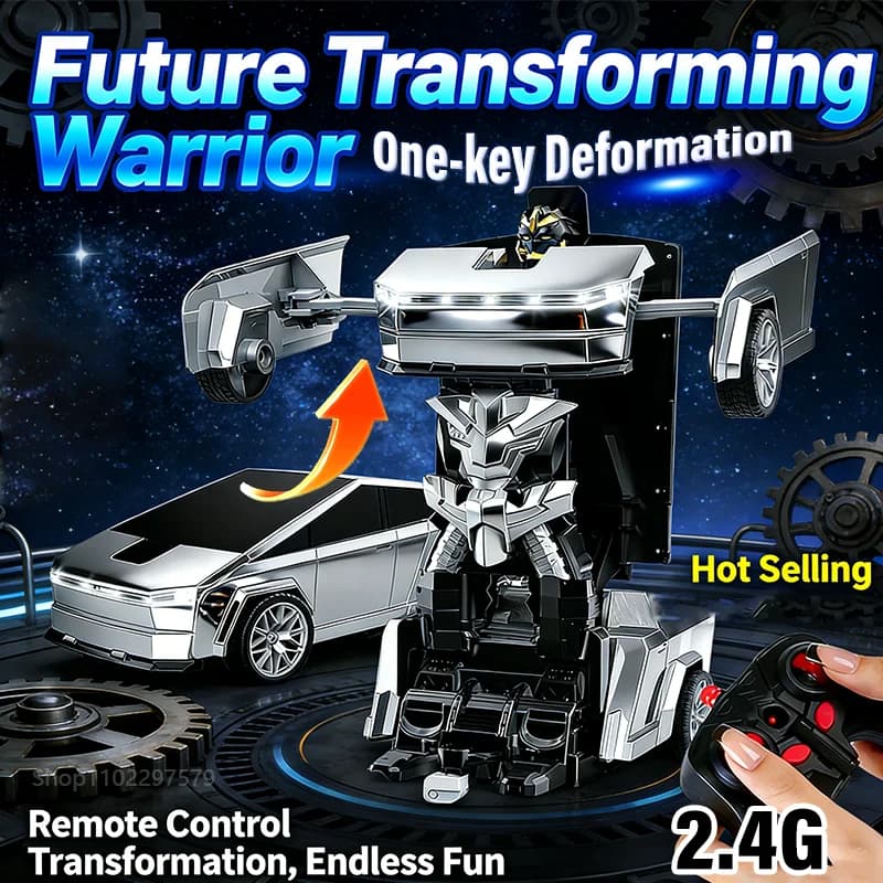Auto Telecomandate Ispirate ai Cyberpunk, Giocattoli Trasformabili 2.4Ghz con Deformazione a un Pulsante 360° ° Camion Robot RC con Rotazione e Deriva, Regali