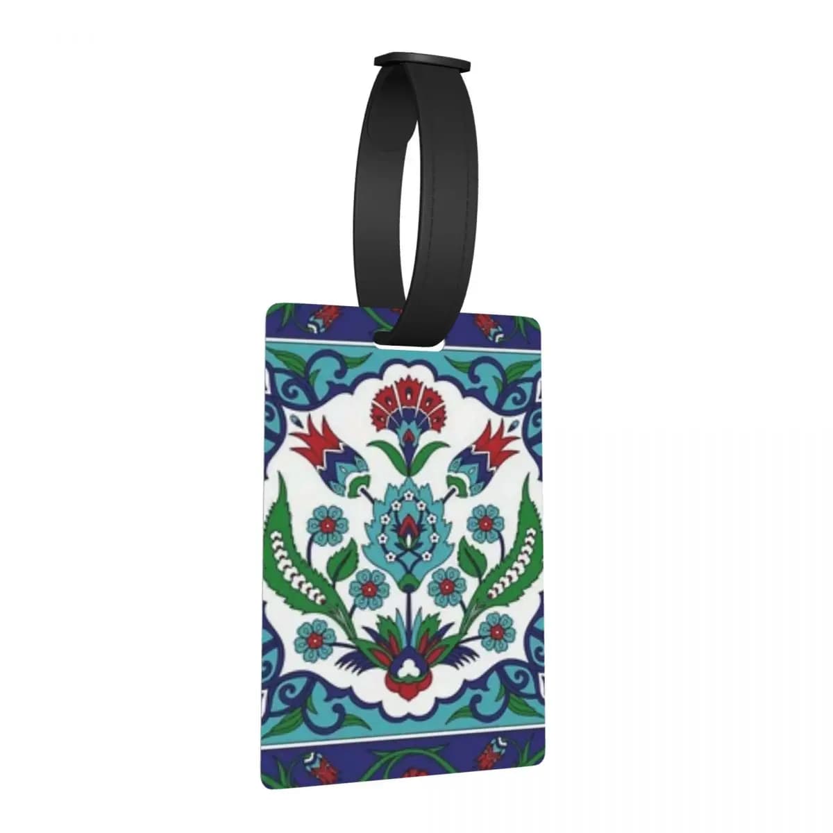 Etichette per Bagagli con Motivo a Piastrelle Turche Vintage Iznik Cer, Accessori per Valigie, Etichetta per Bagaglio da Viaggio, Porta Nome ID